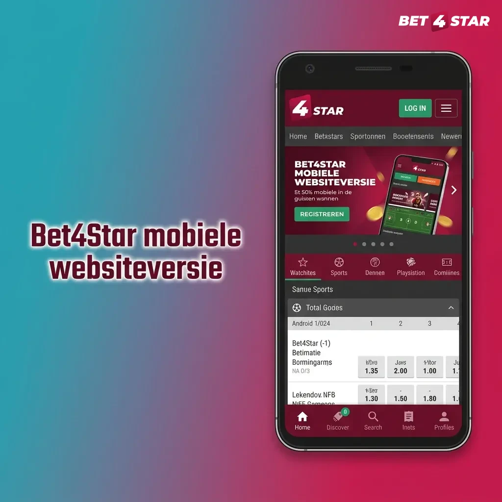 Bet4Star mobiele website op smartphone: sportweddenschappen, live betting en casino zonder installatie, snel starten