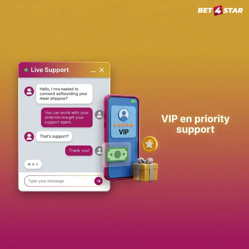 VIP en priority support info: live chat VIP/Priority, vip@bet4star.com, snelle reactietijden en criteria