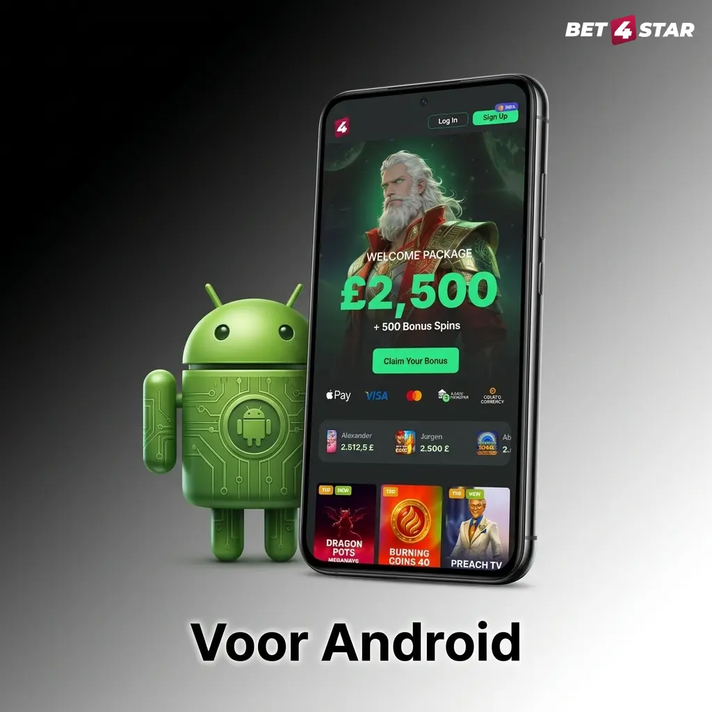 Bet4Star app installatie op Android 8.0+: APK downloaden, onbekende bronnen toestaan en inloggen via icoon op startscherm