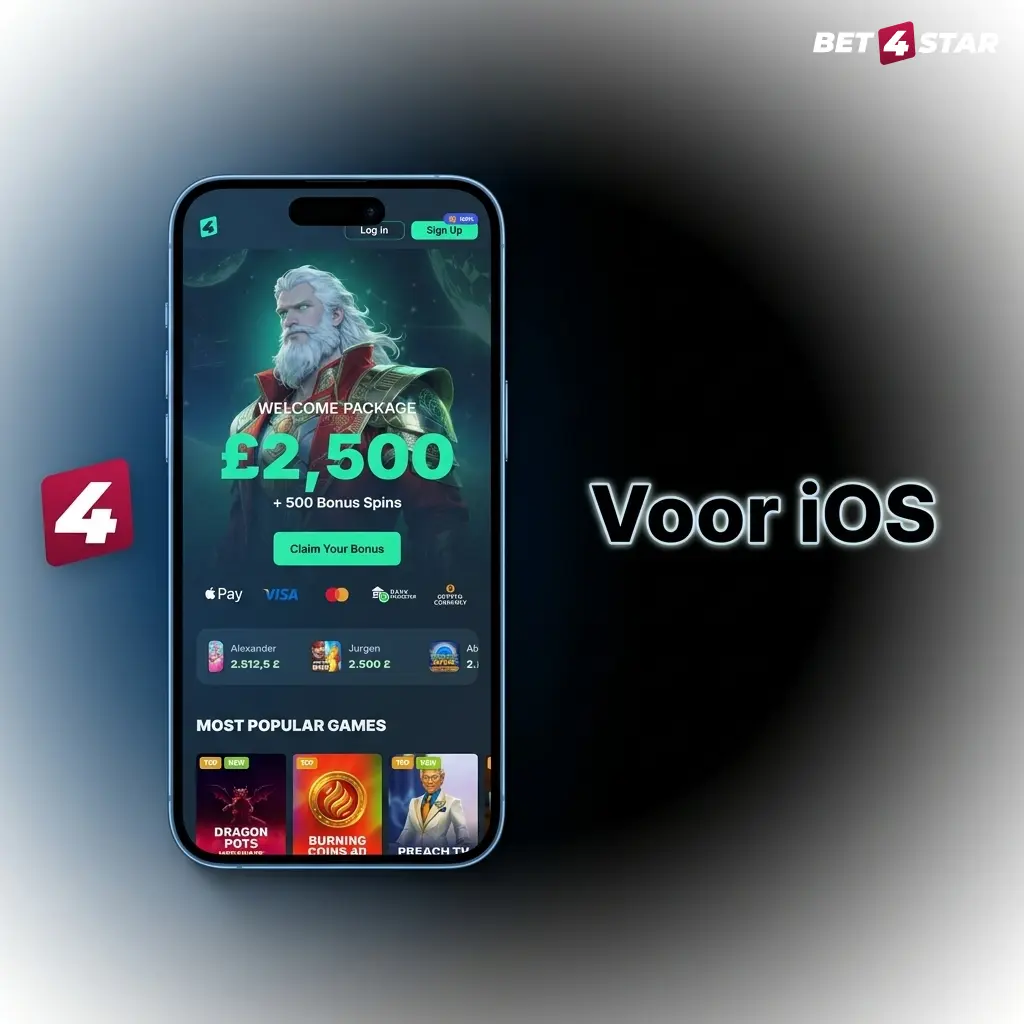 Bet4Star app voor iOS installeren via App Store op iPhone en iPad met iOS 13+, met login en games starten